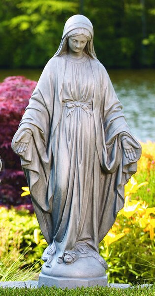 Blessed Mother Mary Sculpture Old Stone Traditional Religious Statuary